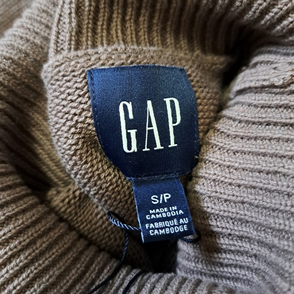 ❤️Gap Turtleneck Sweater Women's Small Brown Split Hem Chunky Knit Ribbed NWT - Picture 8 of 12